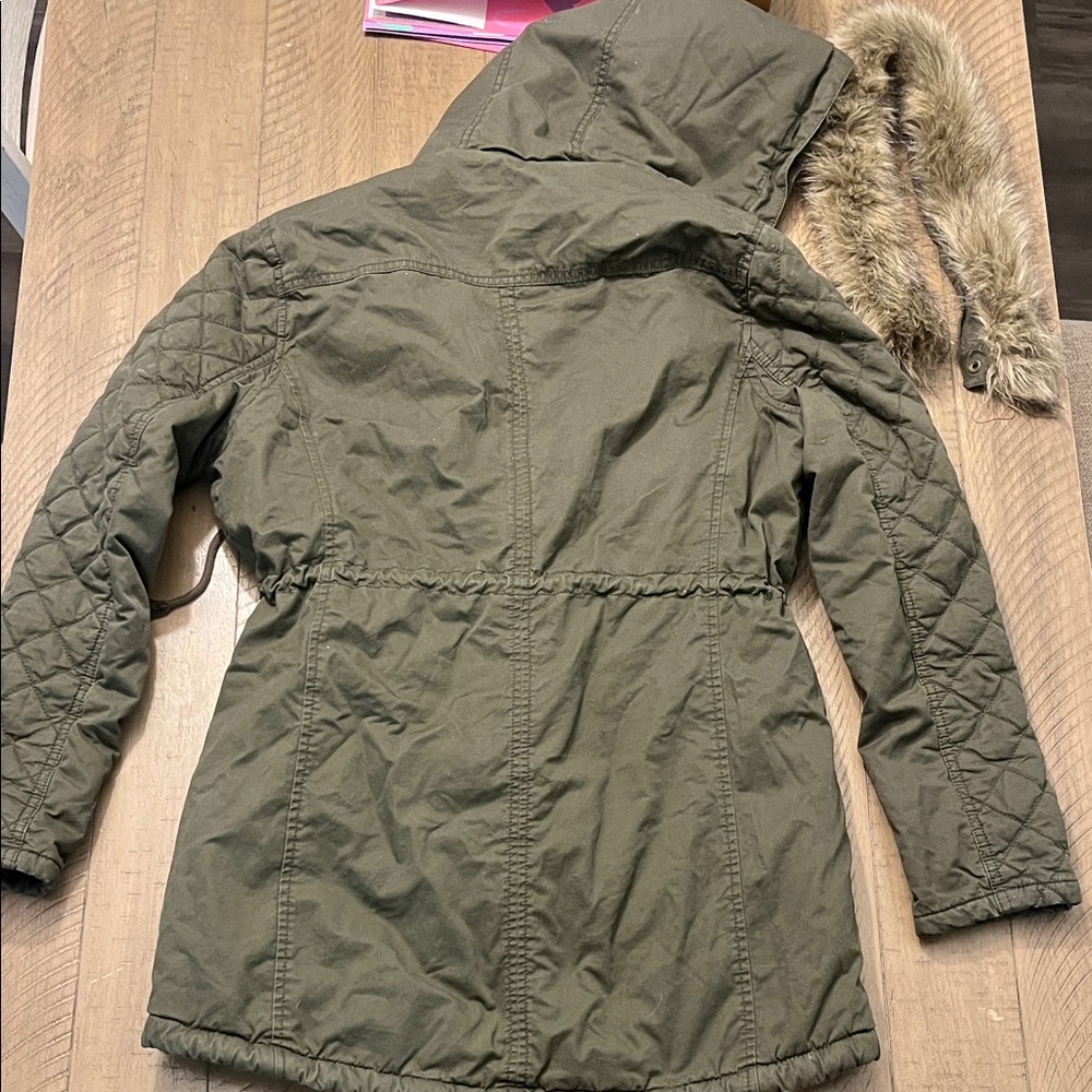GAP Olive Quilted Hooded Winter Coat - Picture 5 of 5